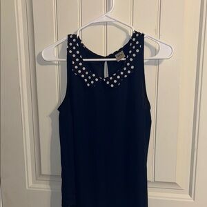 Disney Polka Dot Collar Sleeveless Navy Y2K Top